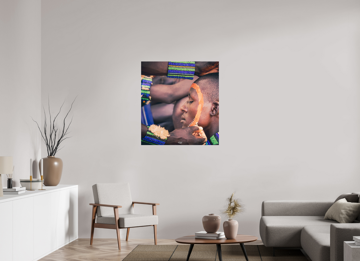 90 x 96,8 cm, Photo Print Under Acrylic Glass Colors of Mursi