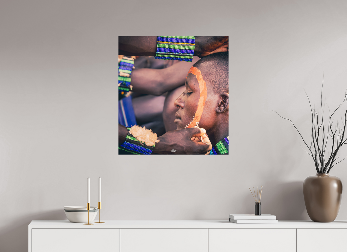 70 x 75,3 cm, Photo Print Under Acrylic Glass Colors of Mursi